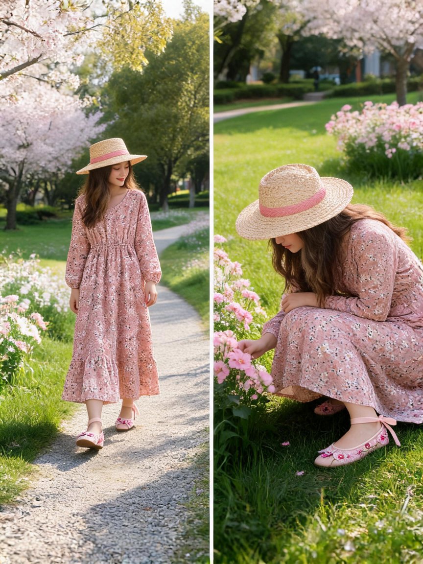 pink florals + straw hat = spring sorted