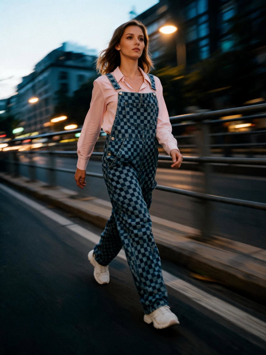 checkered overalls but make it soft