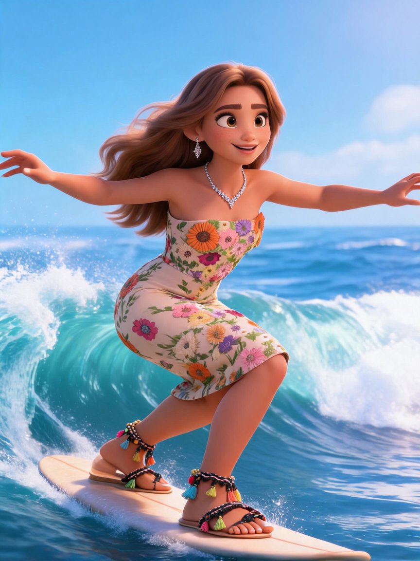 beach wedding vibes but she’s surfing