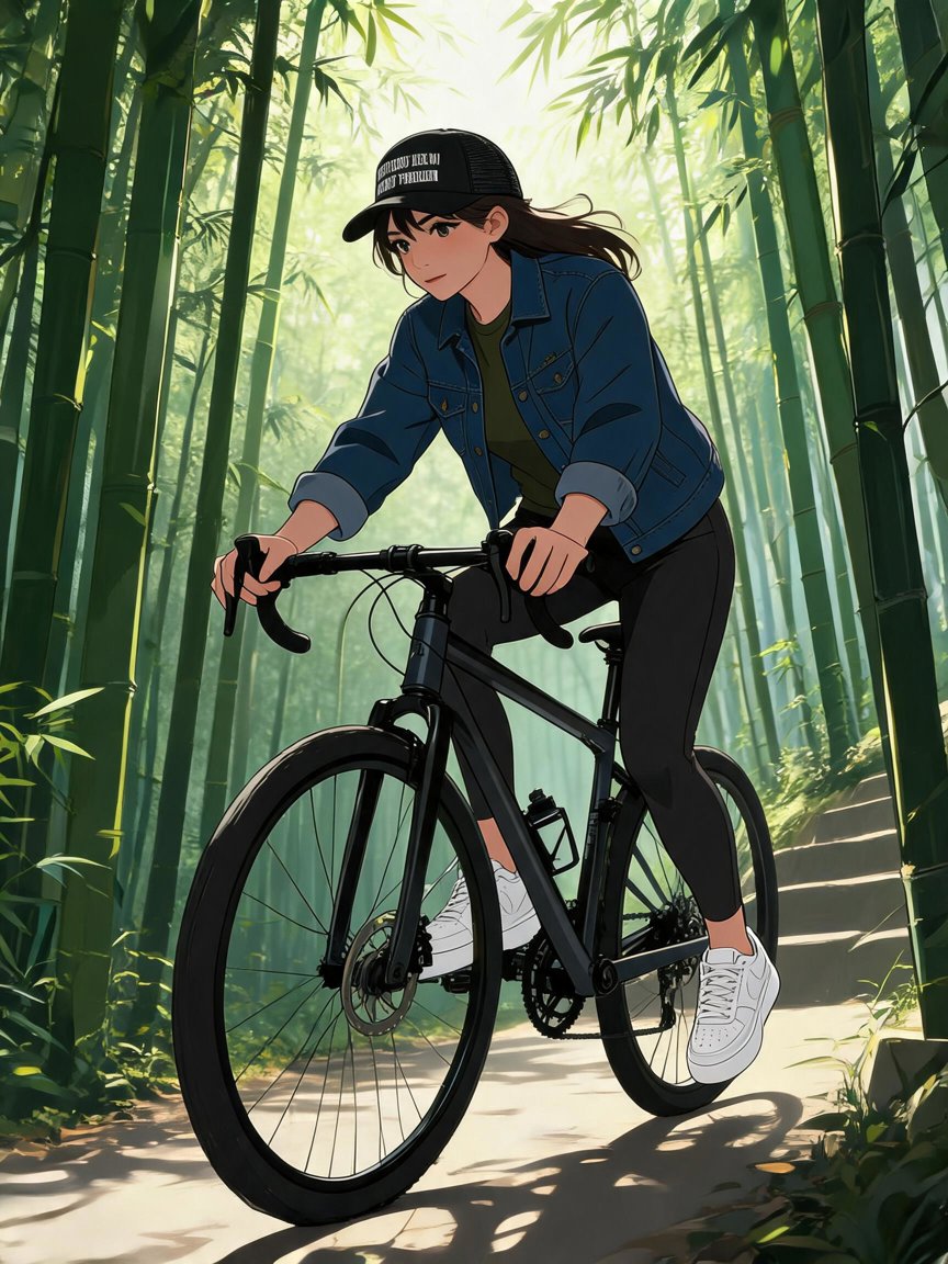 Biking in a denim jacket—why not?