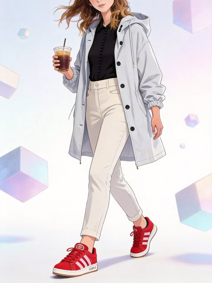 red sneakers doing the heavy lifting