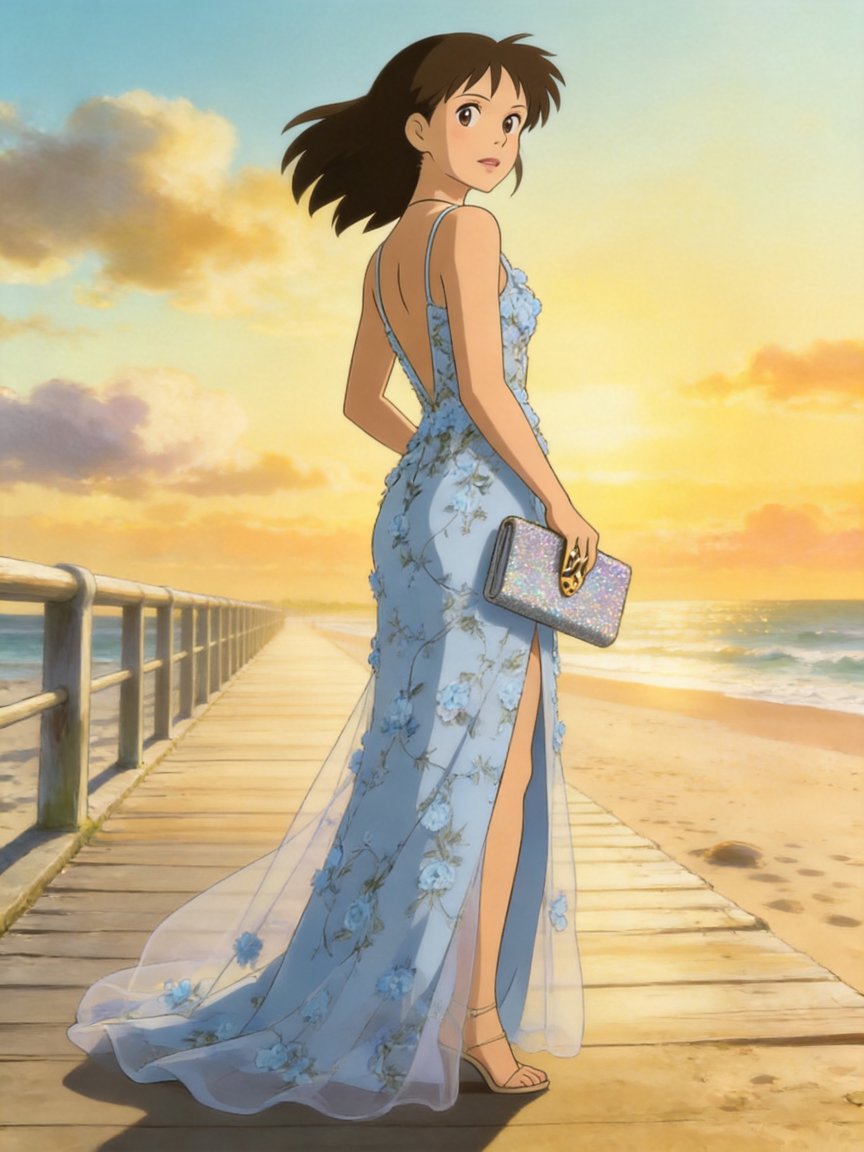 dressed for a wedding but walking the pier instead