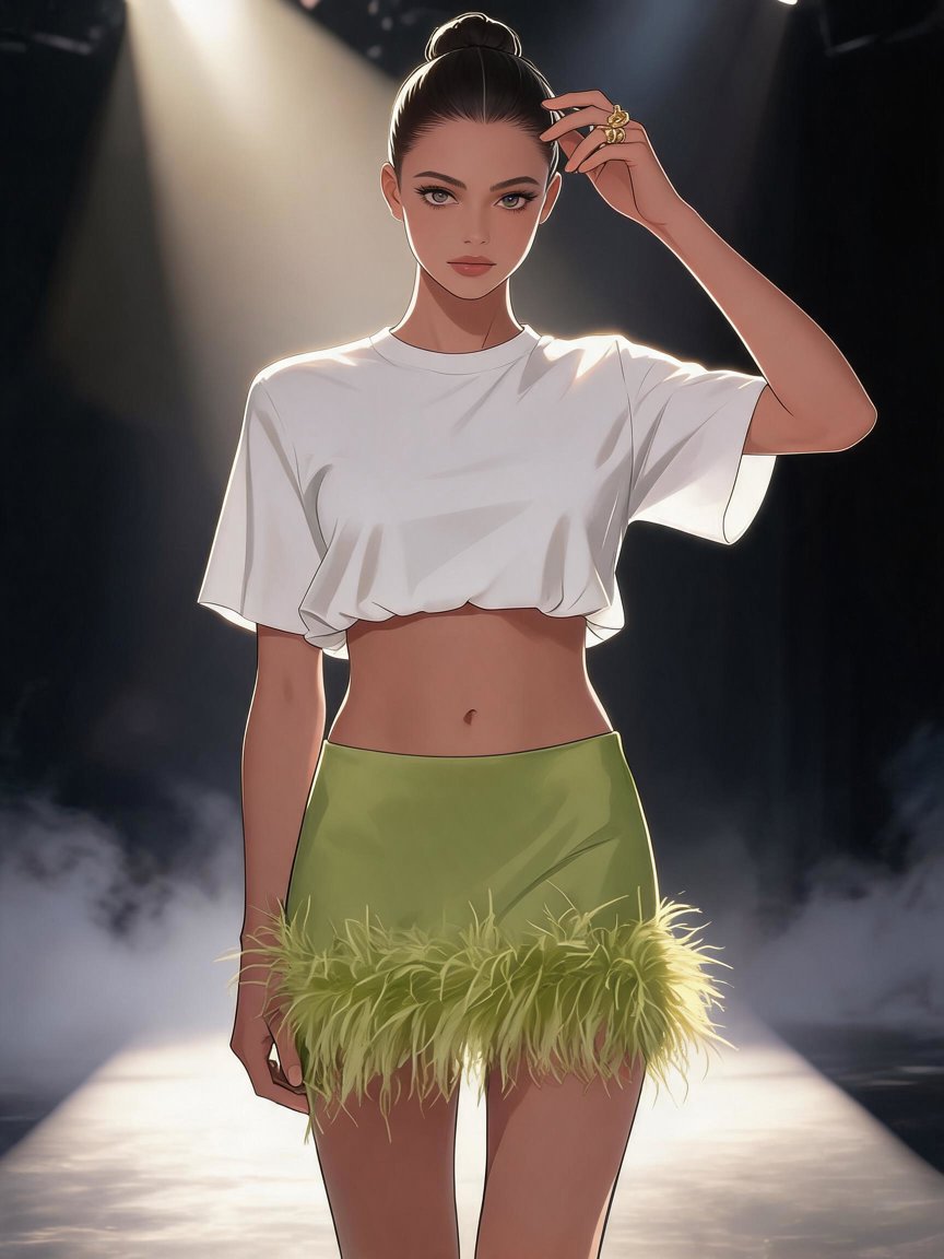 feather skirt moment